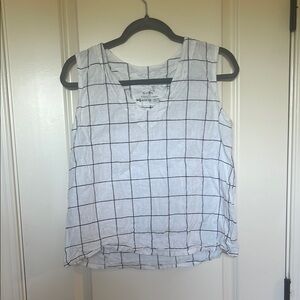 notPERFECTLINEN Black and White Boxy Sleeveless Tank Top
